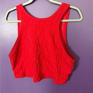 Vibrant Red Textured Tank Top